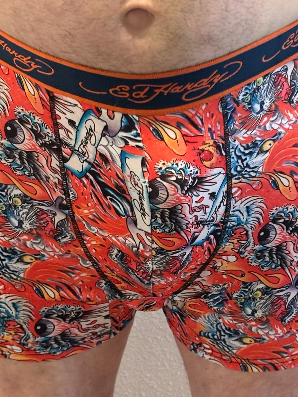 Ed Hardy Vibrant Orange Tattoo-Print Boxer Briefs